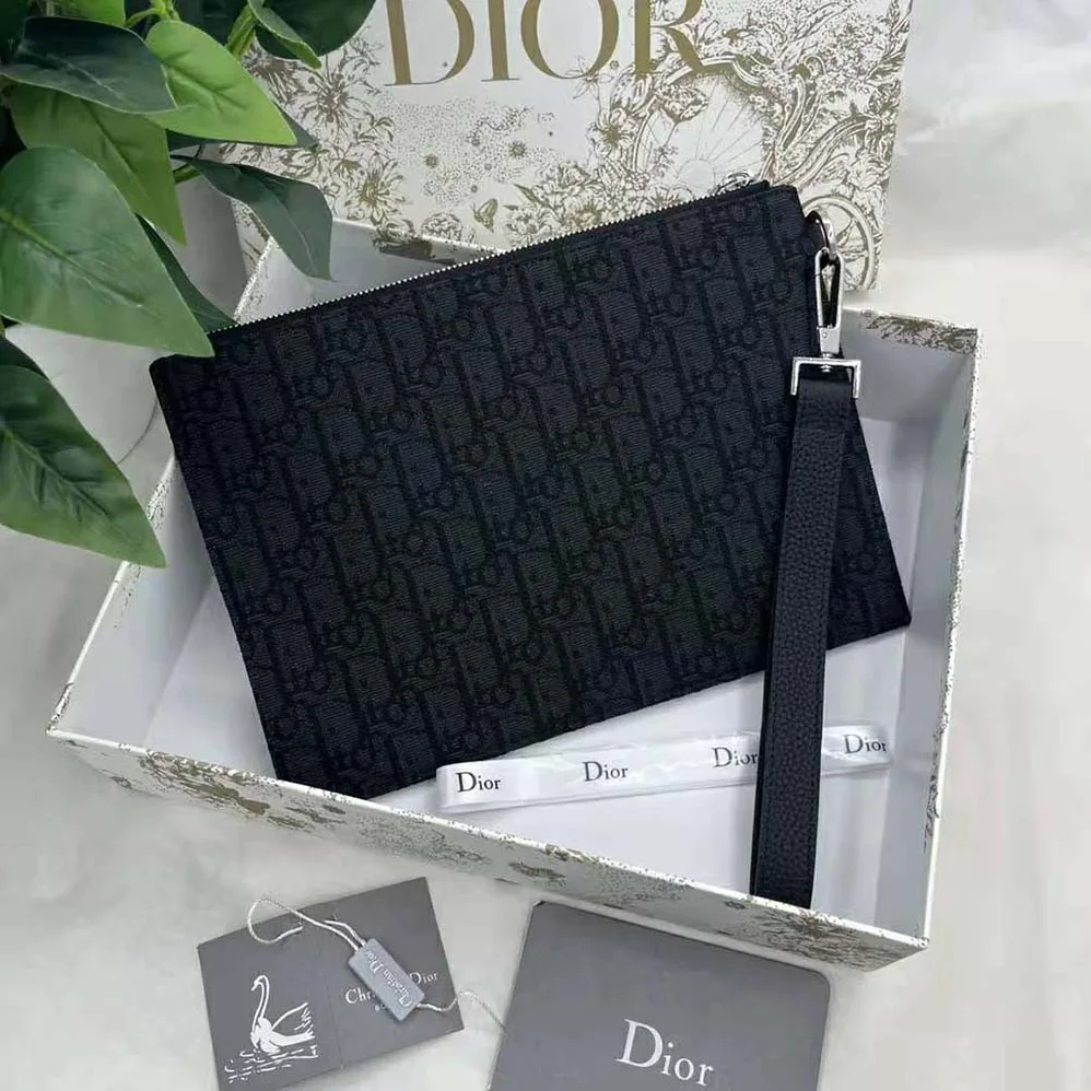 Dior A5 Pouch Black Dior Oblique Jacquard for Men