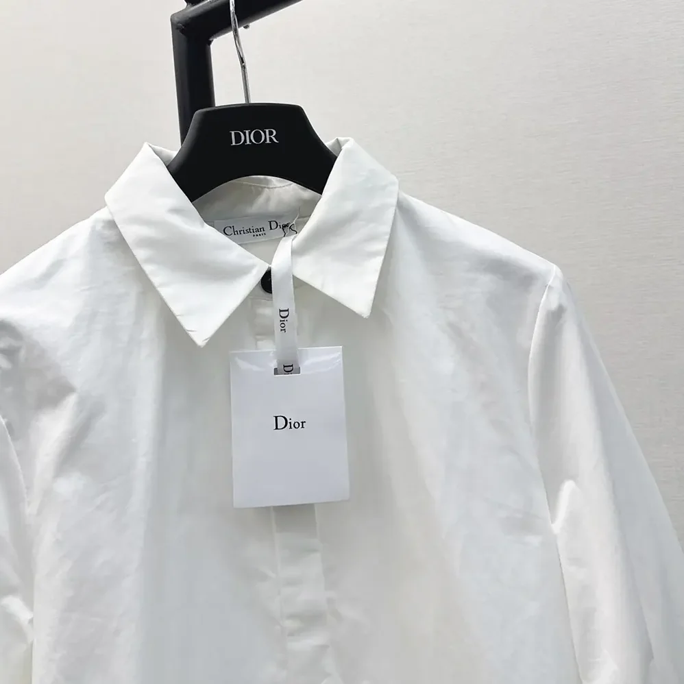 Dior Blouse with Puff Sleeves White Cotton Poplin for Women