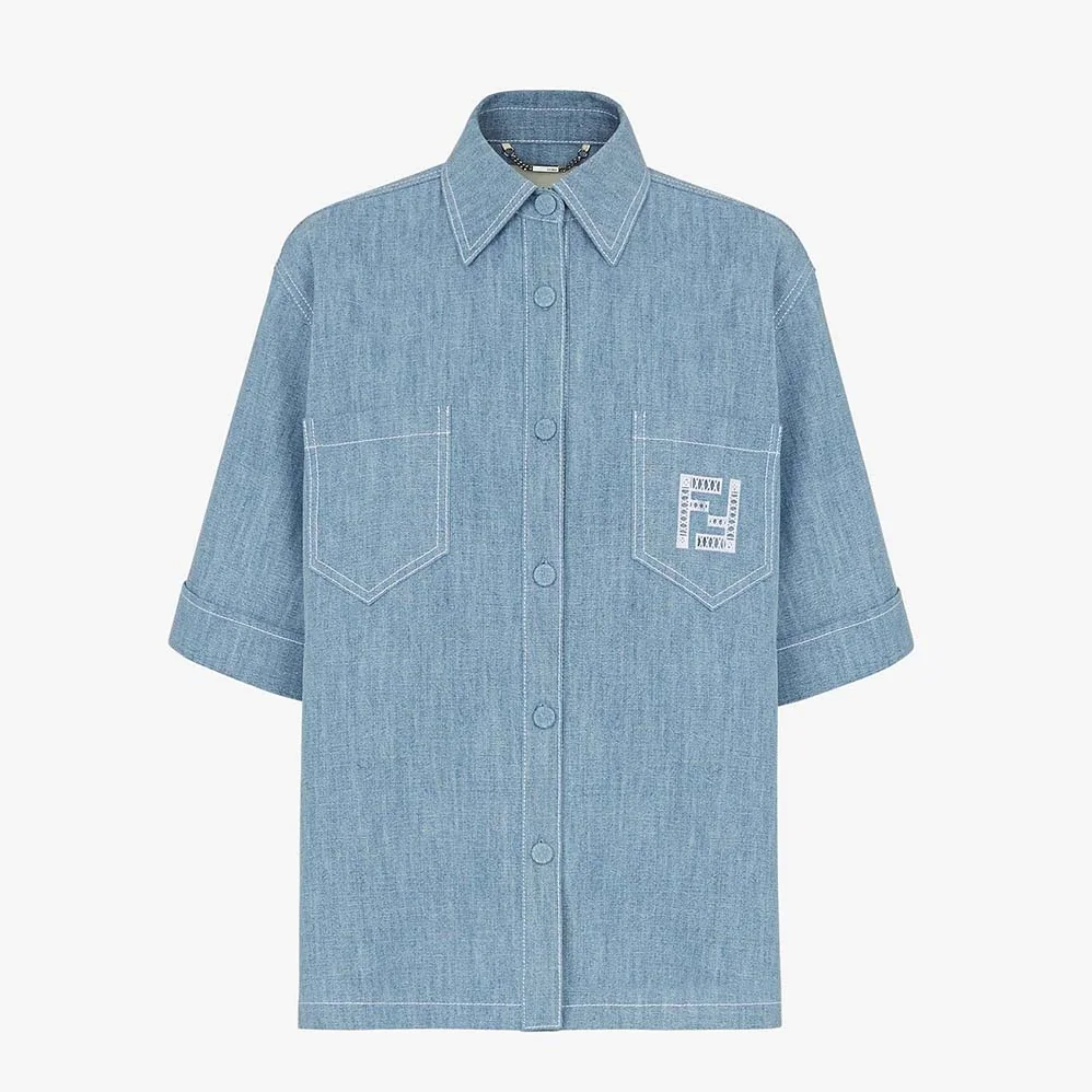 Fendi Light Blue Chambray Chirt for Women