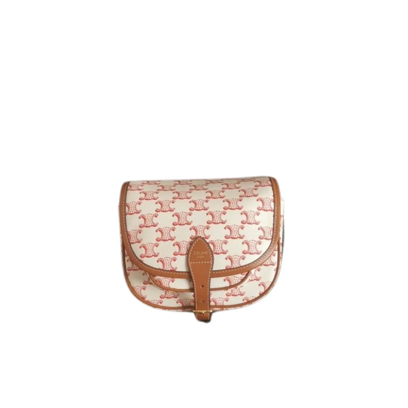 Celine Mini Besace In Triomphe Canvas White And Red / Celine Mini Besace In Triomphe Canvas White And Red /
