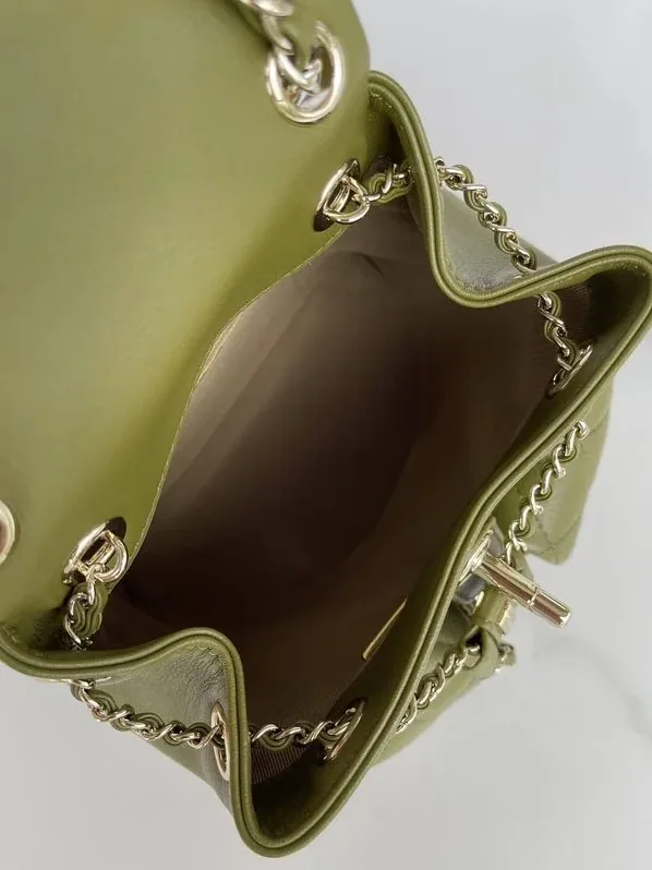 Chanel Small Backpack in Green Khaki Gold Hardware Chanel Small Backpack in Green Khaki Gold Hardware