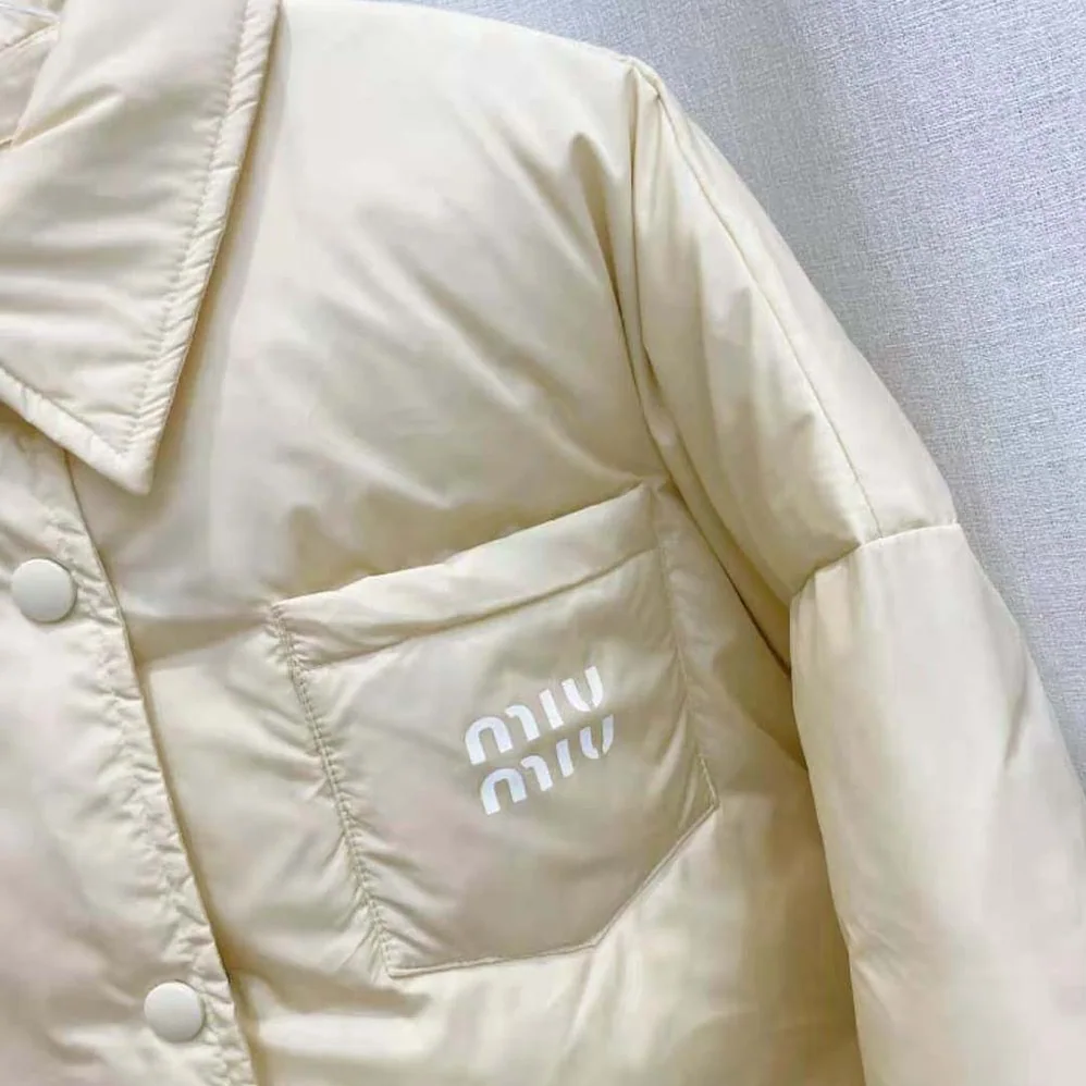 Miu Miu Cropped Technical Fabric Down Jacket for Women