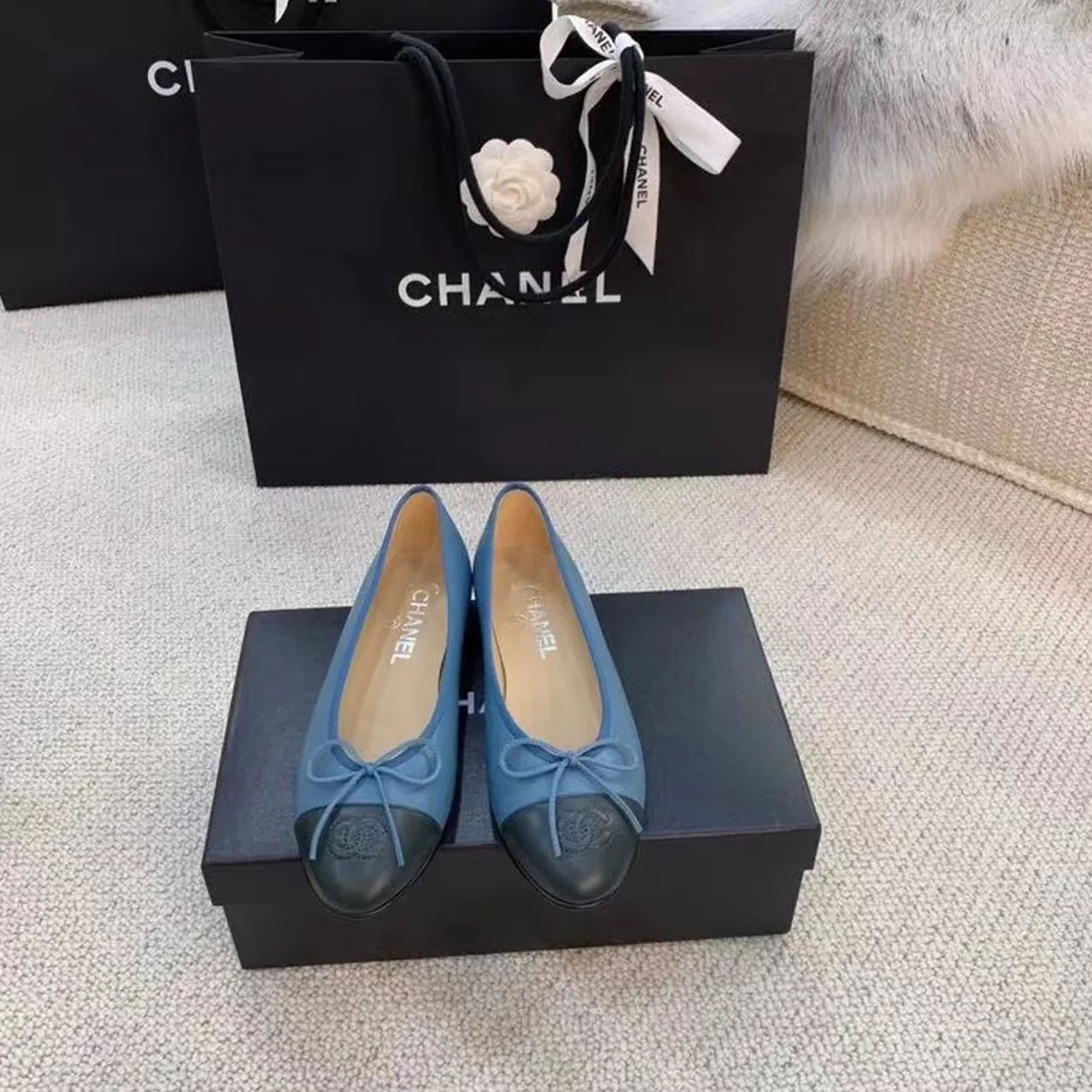 Chanel Ballerina Logo Shoes White
