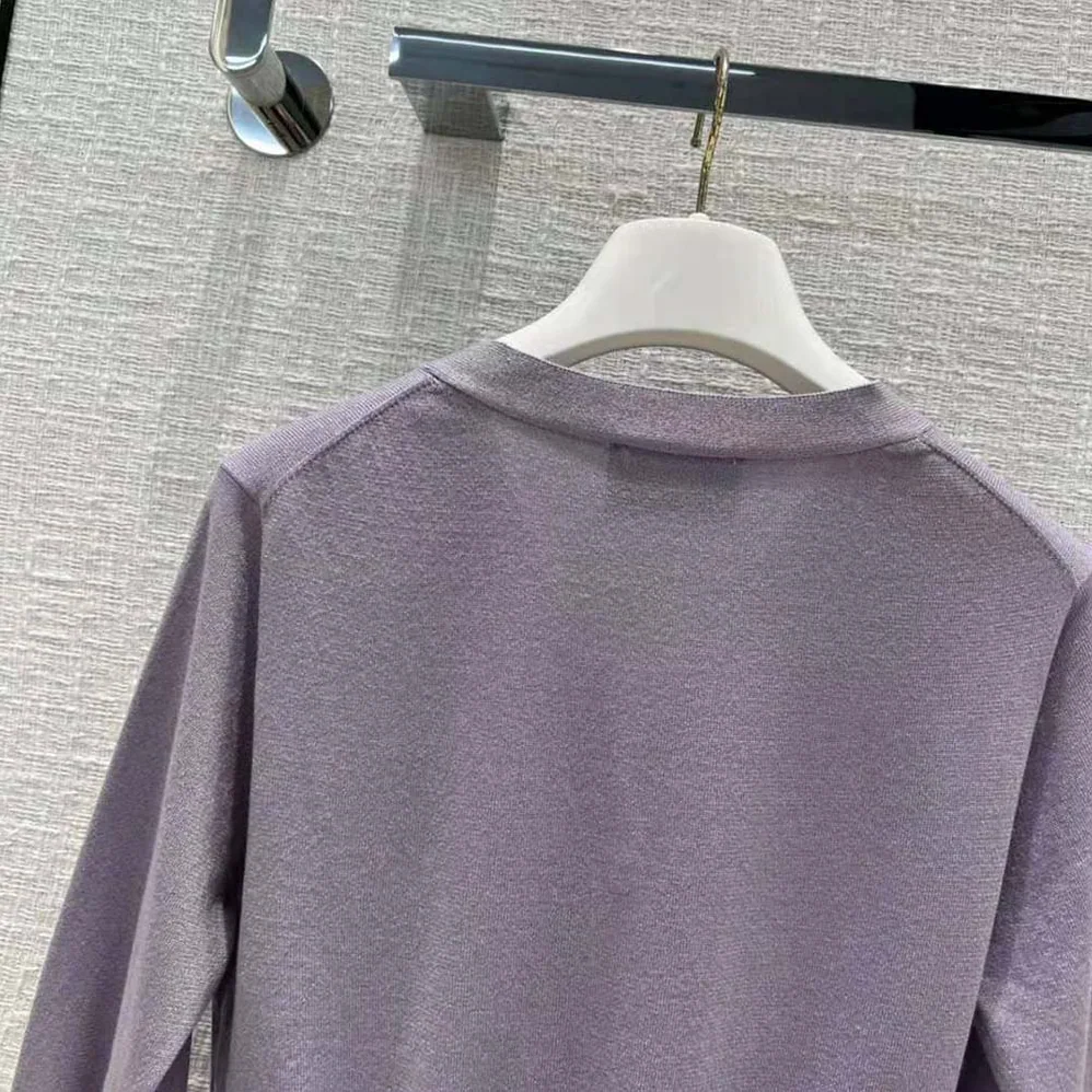 Prada Cropped Lurex Cardigan with Intarsia Logo for Women in Purple
