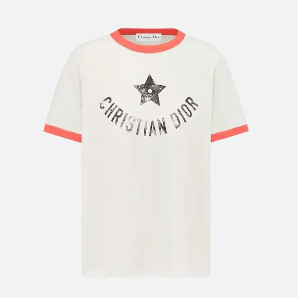Dior Dioriviera T-Shirt Ecru and Coral Cotton Jersey for Men