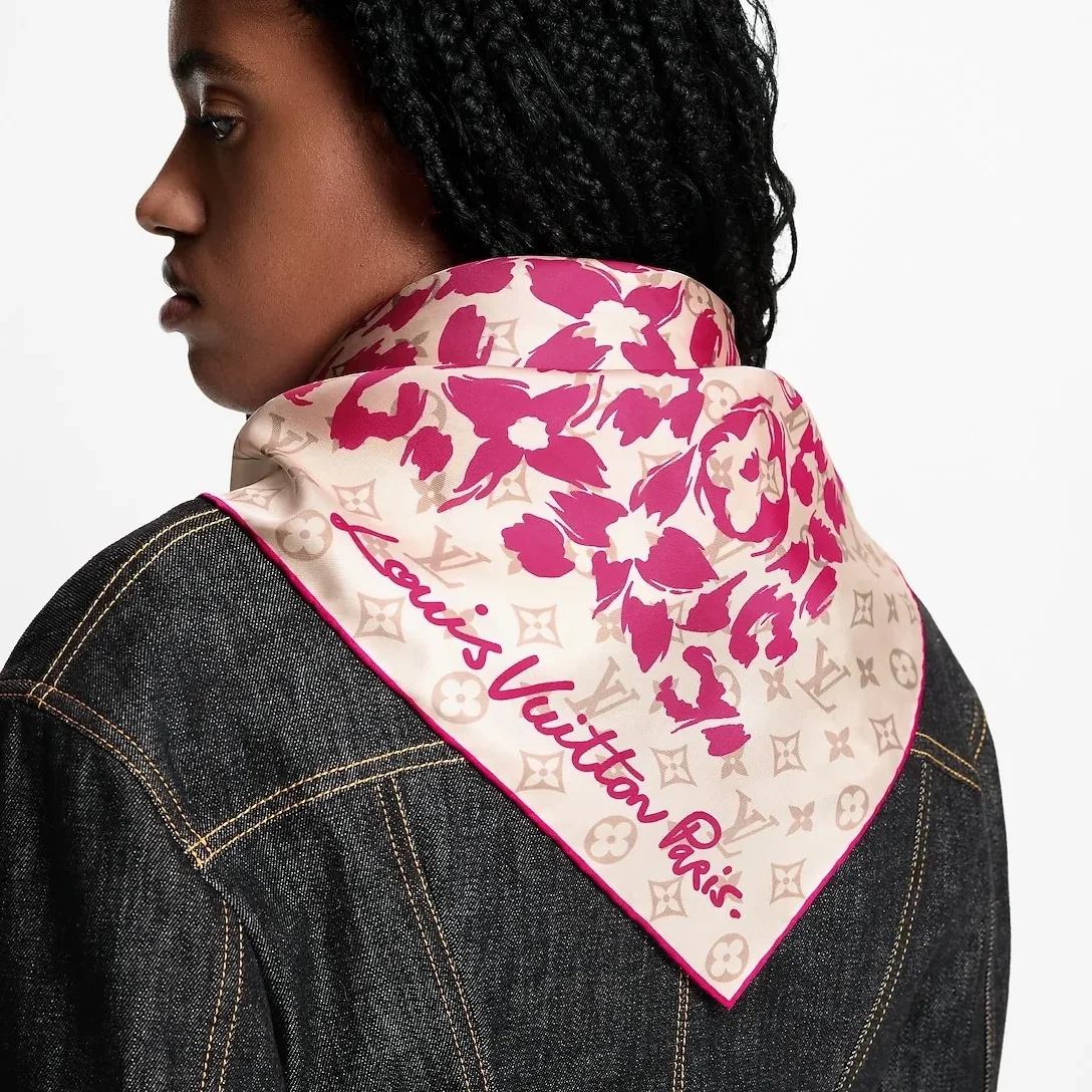 Louis Vuitton LV Safari Square 90 Scarf Cream in Pink