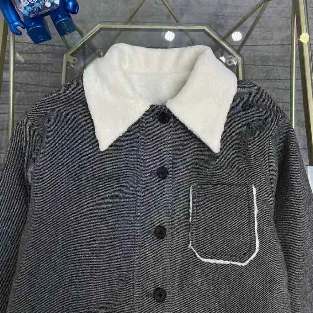 Dior Faux-Shearling Caro Jacket Gray Technical Cotton Drill for Women