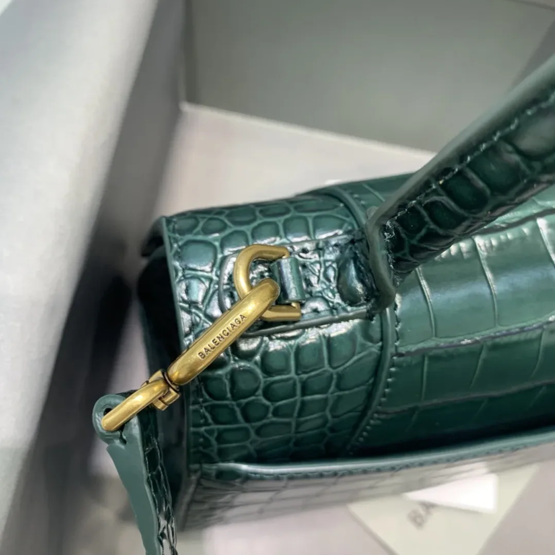 Balenciaga Hourglass Small Handbag In Dark Green