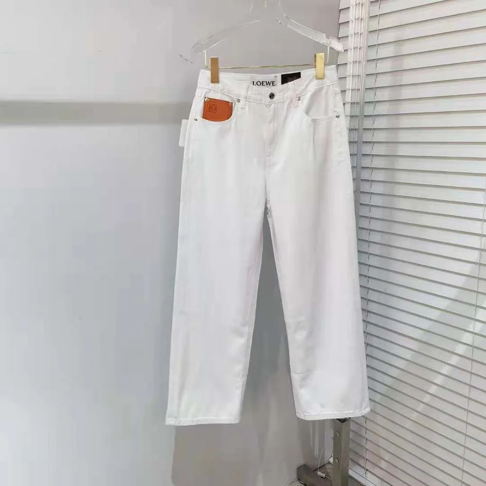 Loewe Fisherman Turn up Jeans in Denim for Women in White Loewe Fisherman Turn up Jeans in Denim for Women in White