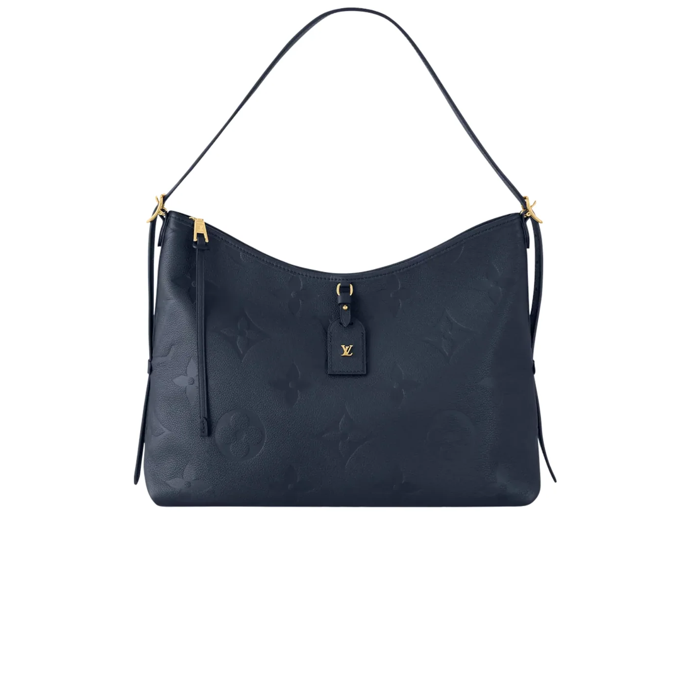 Louis Vuitton CarryAll MM Shoulder Bag / Monogram Empreinte Navy Blue Gold Hardware