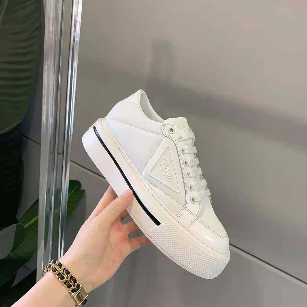 Prada Macro Re-Nylon and Brushed Leather Sneakers for Women