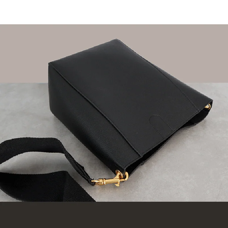 Celine Sangle Small Bucket Bag in Soft Grained Calfskin for Women in Black