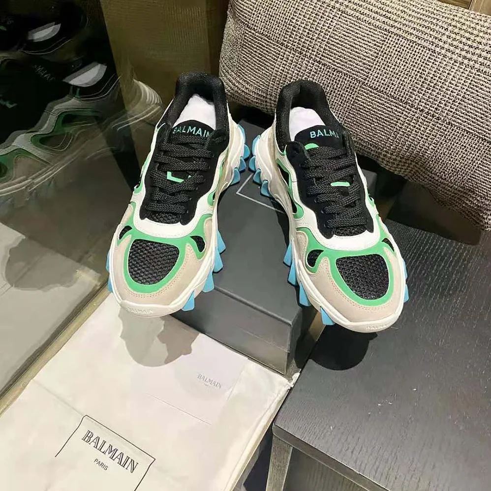 Balmain B-East Trainer in Leather Suede and Mesh for Unisex in Aqua
