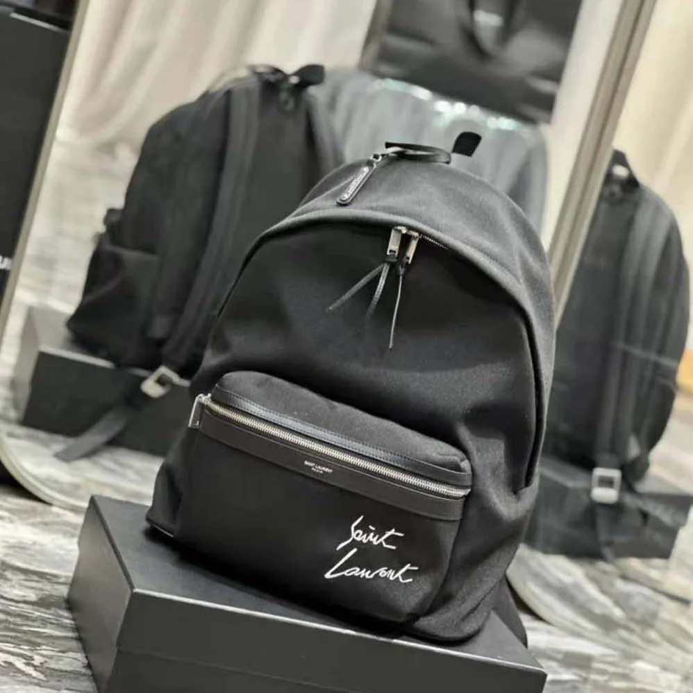 Saint Laurent YSL Saint Laurent Embroidered City Backpack in Canvas for Women Saint Laurent YSL Saint Laurent Embroidered City Backpack in Canvas for Women
