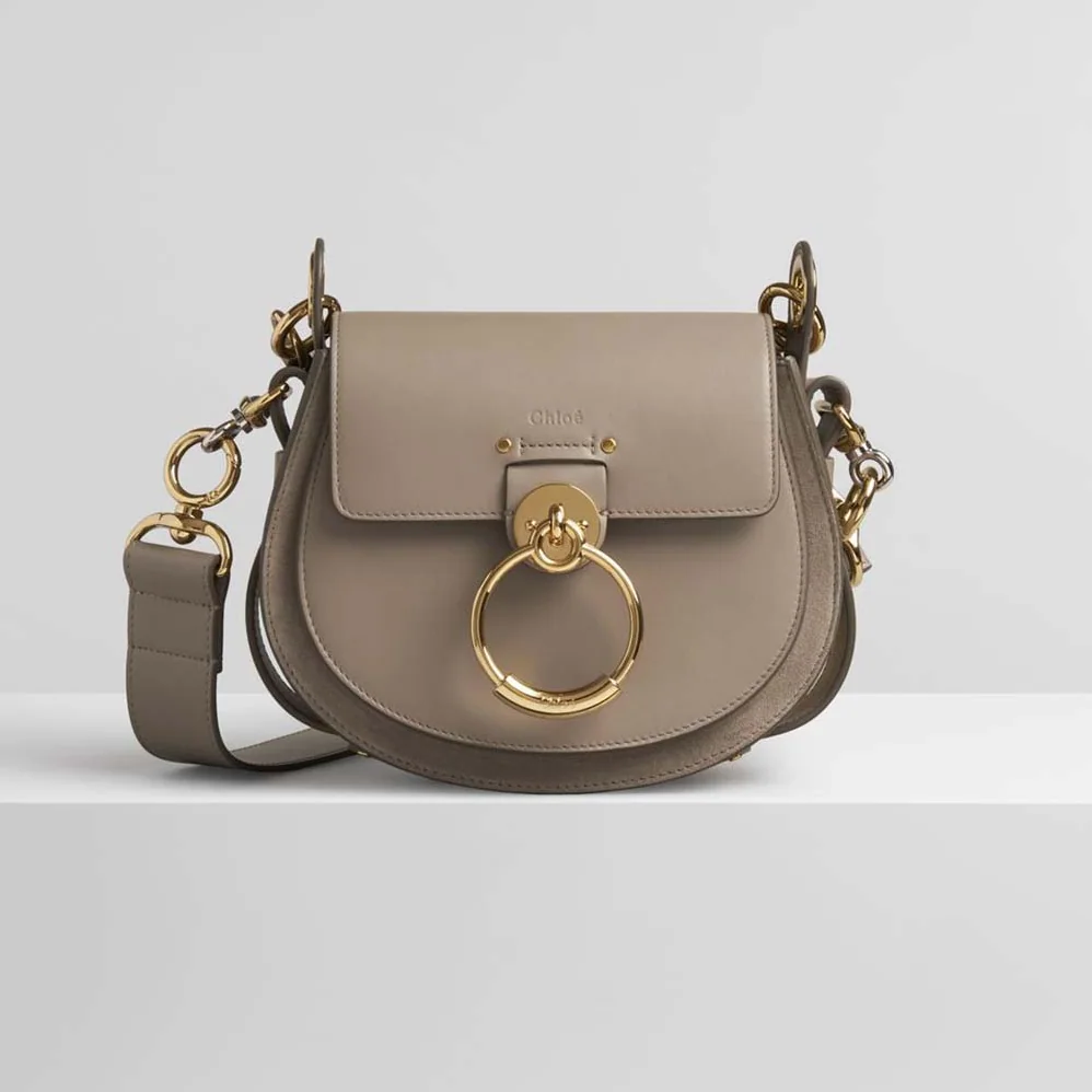 Chloe Small Tess Bag in Shiny & Suede Calfskin for Women in Brown Chloe Small Tess Bag in Shiny & Suede Calfskin for Women in Brown