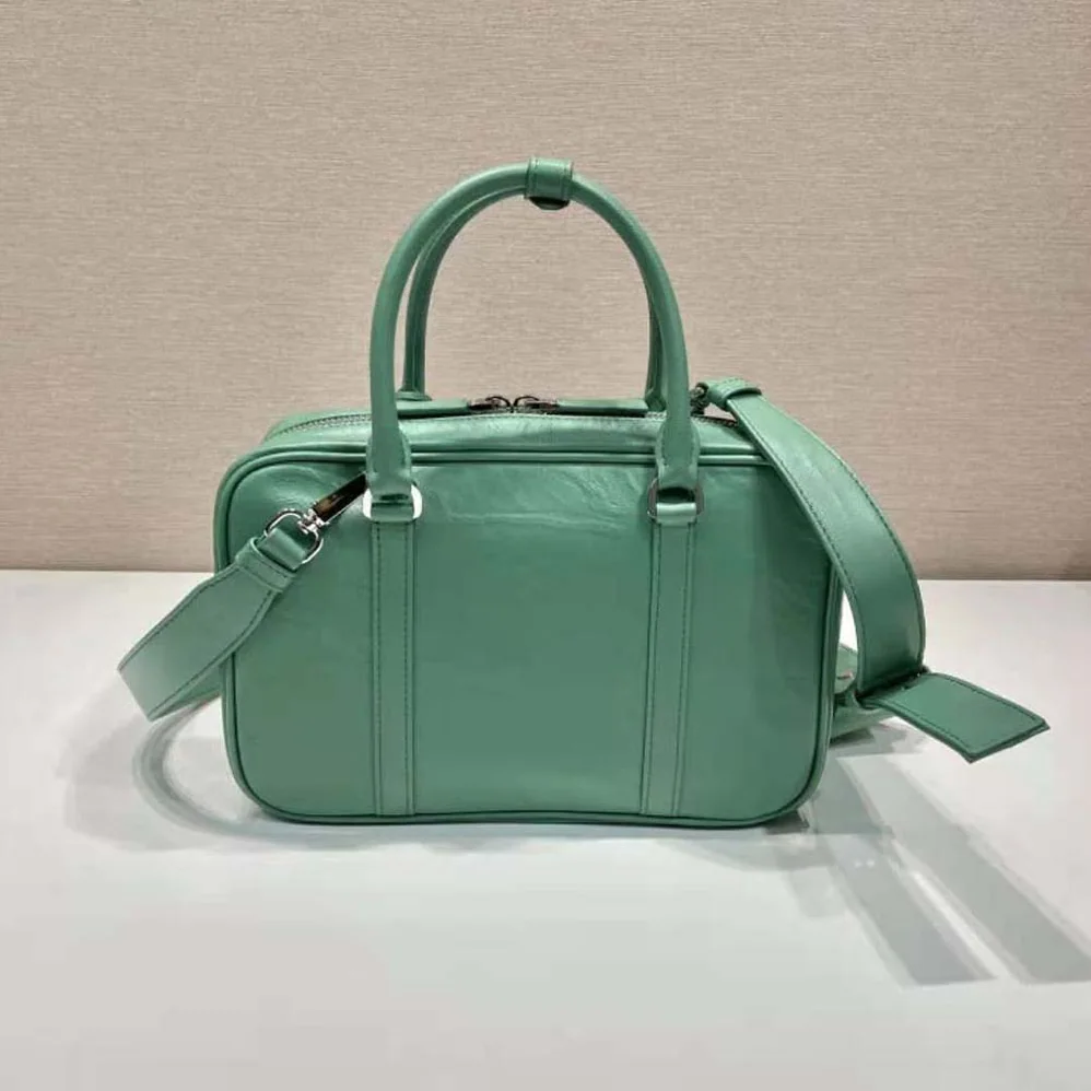 Prada Medium Antique Nappa Leather Top Handle Bag for Women in Green Prada Medium Antique Nappa Leather Top Handle Bag for Women in Green