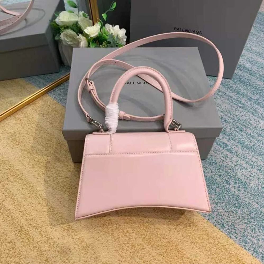 Balenciaga Hourglass Small Top Handle Bag in Light Pink Shiny Box Calfskin for Women