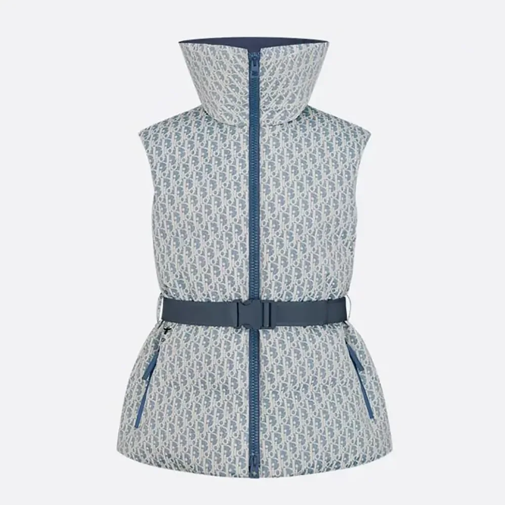 Dior DiorAlps Belted Puffer Vest Blue and White Dior Oblique Quilted Technical Taffeta for Men Dior DiorAlps Belted Puffer Vest Blue and White Dior Oblique Quilted Technical Taffeta for Men