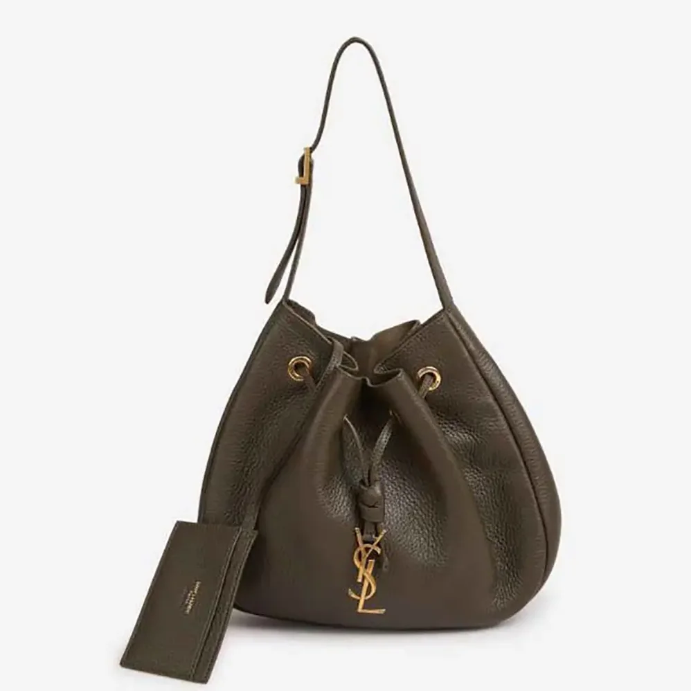 Saint Laurent YSL Paris VII Small Hobo in Grained Leather for Women in Dark Green