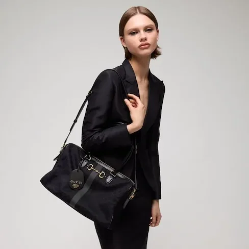 Gucci Borsetto Large Boston Shoulder Bag in Grey/ Black Gold Hardware Gucci Borsetto Large Boston Shoulder Bag in Grey/ Black Gold Hardware