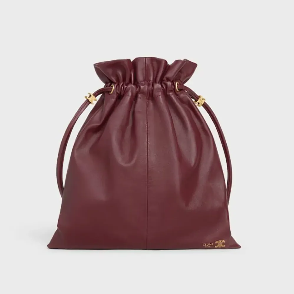 Celine Small Crystal Pouch in Lambskin for Women in Maroon Celine Small Crystal Pouch in Lambskin for Women in Maroon