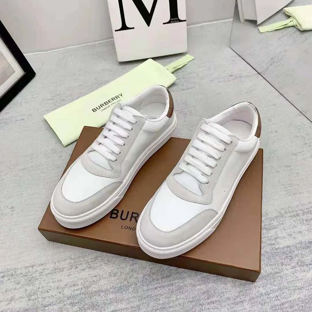 Burberry Leather Suede and Check Cotton Sneakers for Men Burberry Leather Suede and Check Cotton Sneakers for Men