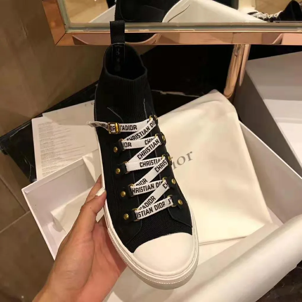 Dior Walk'N'Dior Techincal Knit Mid-Top Sneaker for Women in Black Dior Walk'N'Dior Techincal Knit Mid-Top Sneaker for Women in Black