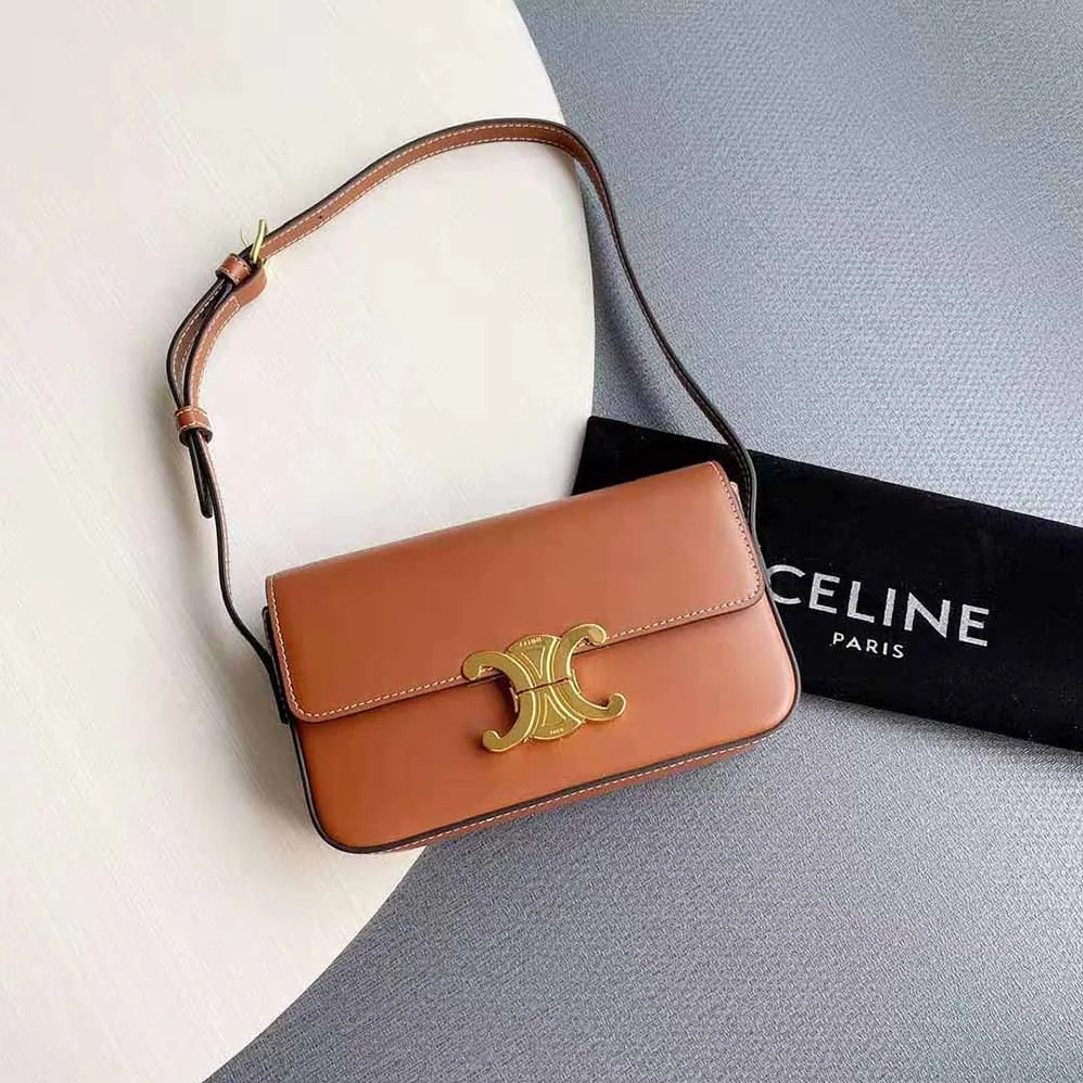 Celine Triomphe Shoulder Bag in Natural Calfskin for Women in Brown Celine Triomphe Shoulder Bag in Natural Calfskin for Women in Brown