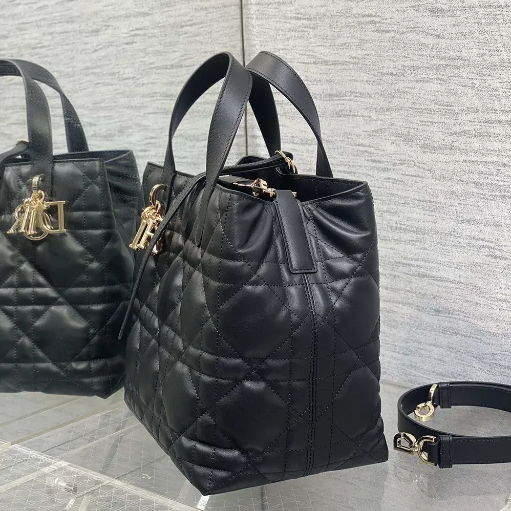Dior Medium Dior Toujours Vertical Tote Bag Black Macrocannage Calfskin for Women Dior Medium Dior Toujours Vertical Tote Bag Black Macrocannage Calfskin for Women