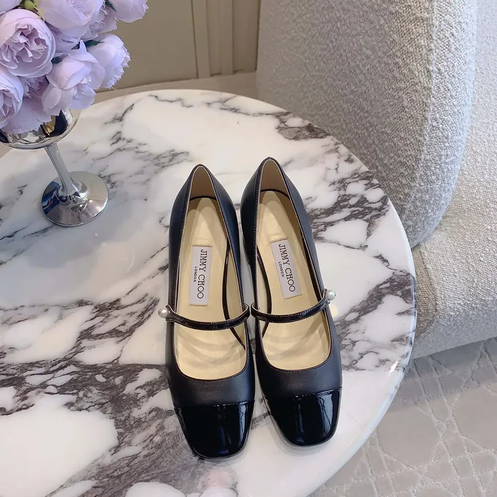 Jimmy Choo Elisa 45 Black Nappa and Patent Leather Pumps for Women Jimmy Choo Elisa 45 Black Nappa and Patent Leather Pumps for Women