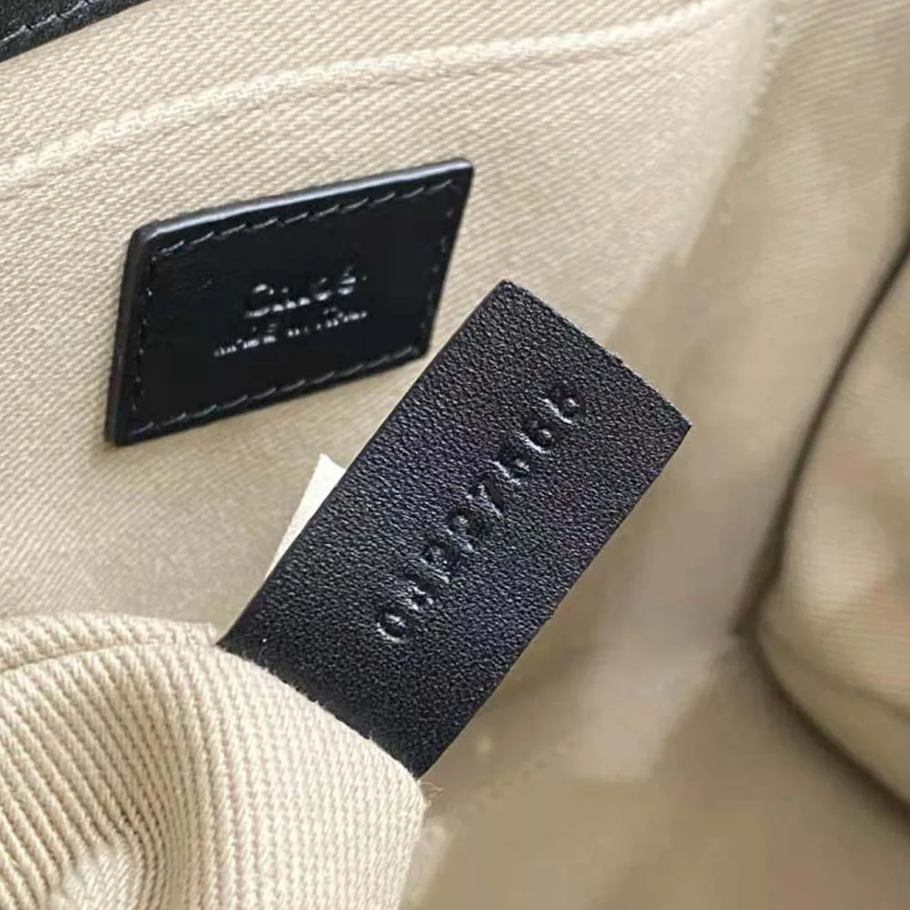 Chloe Small Woody Tote Bag with Embroidered Chloé Logo for Women in Black Chloe Small Woody Tote Bag with Embroidered Chloé Logo for Women in Black