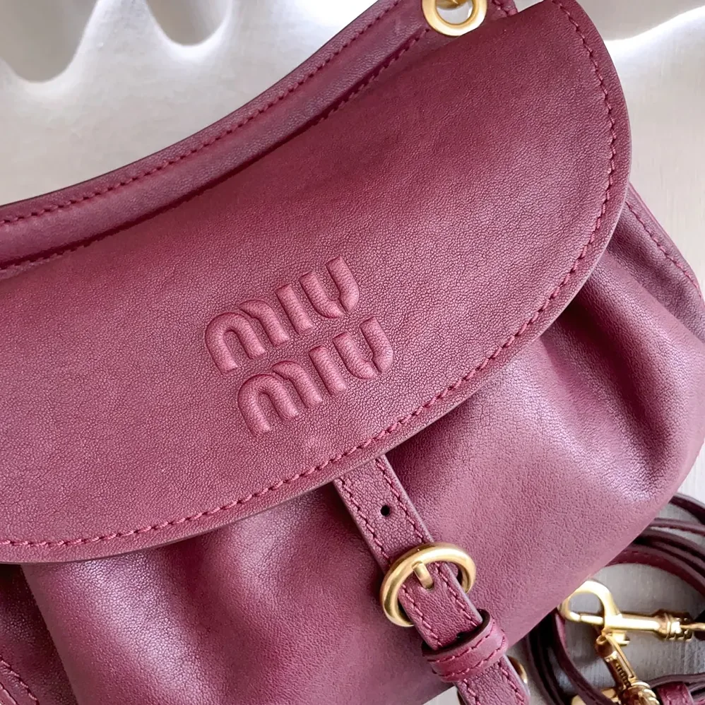 Miu Miu Rendez-Vous Nappa Leather Bag Amaranth Red for Women Miu Miu Rendez-Vous Nappa Leather Bag Amaranth Red for Women