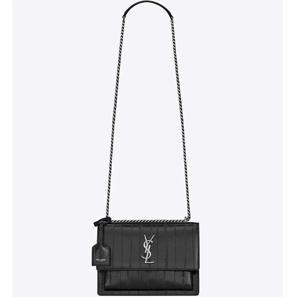 Saint Laurent YSL Sunset Medium in Eel for Women in Black Saint Laurent YSL Sunset Medium in Eel for Women in Black