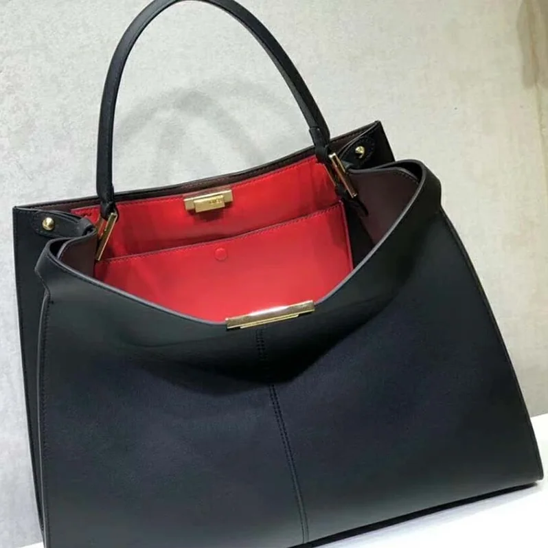 Fendi Peekaboo X-Lite in Leather Bag for Women in Black Fendi Peekaboo X-Lite in Leather Bag for Women in Black