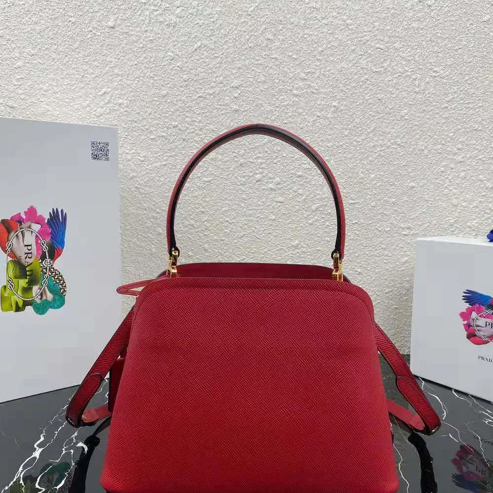 Prada Medium Saffiano Leather Prada Matinee Bag for Women in Red Prada Medium Saffiano Leather Prada Matinee Bag for Women in Red