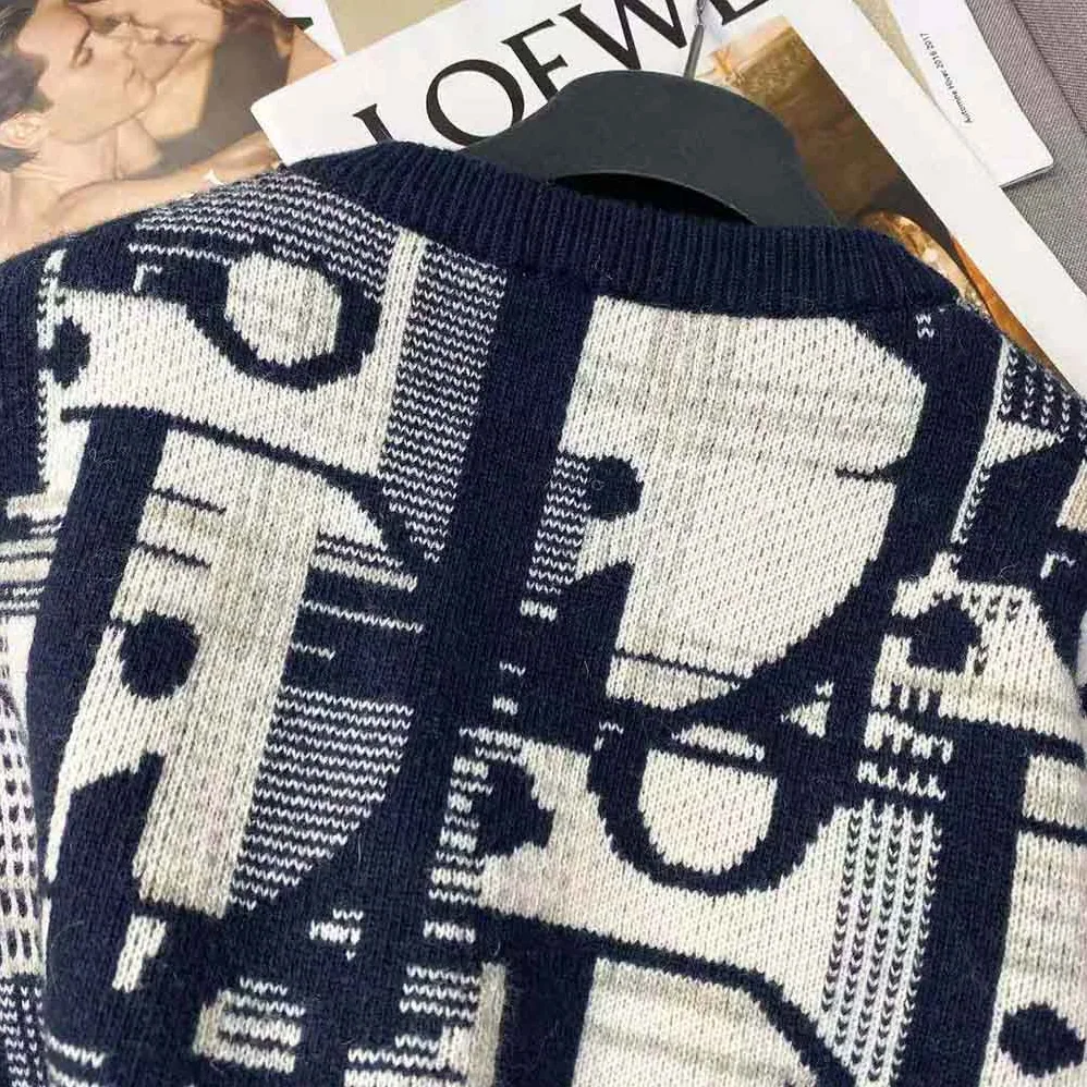 Dior Oblique Sweater with Tartan Motif Gray Wool Jacquard for Men