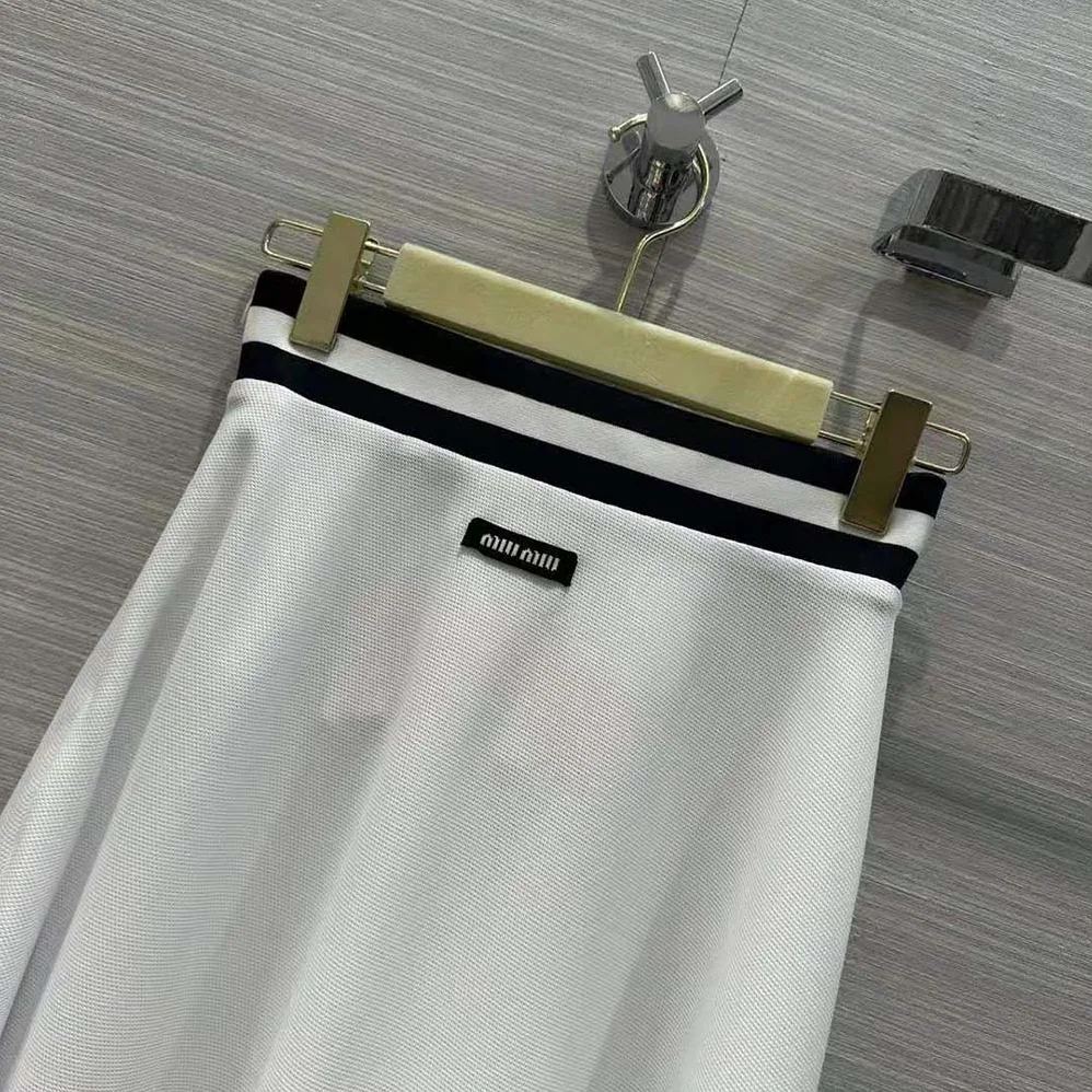 Miu Miu Piqué Skirt with Jacquard Logo for Women