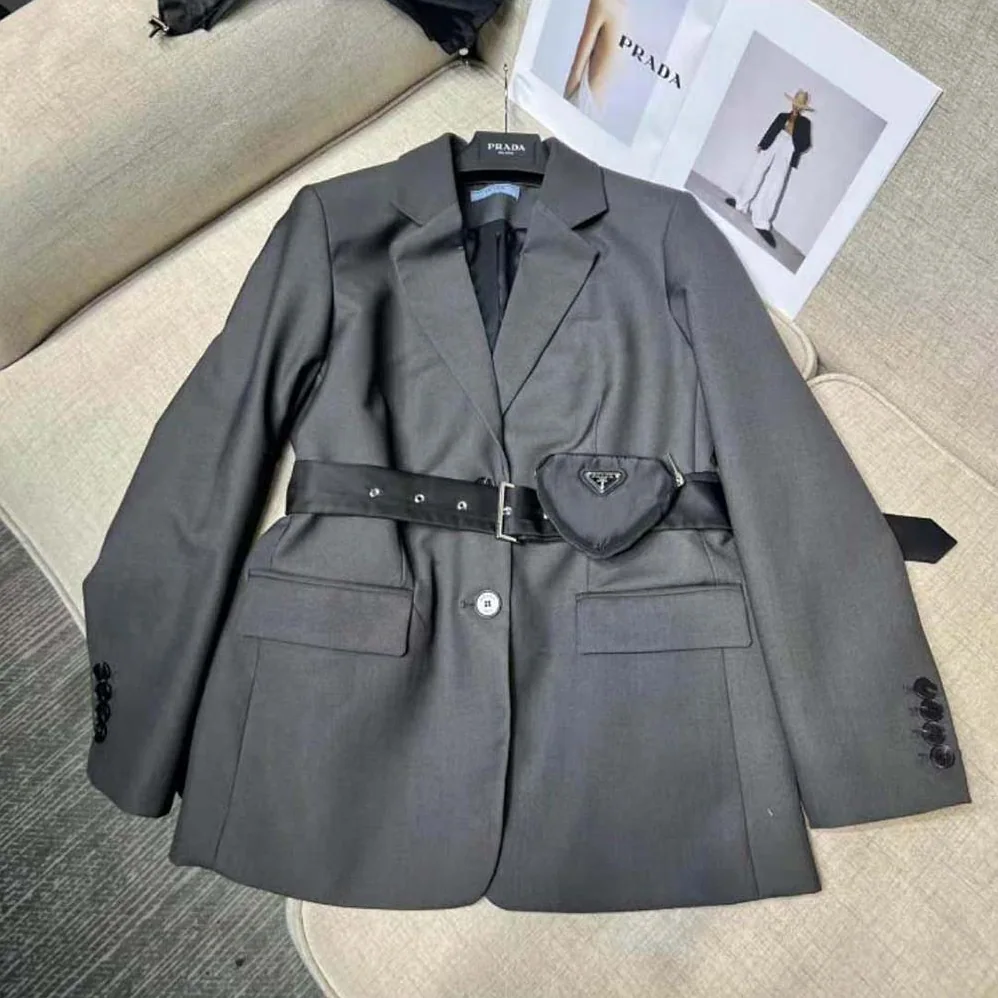 Prada Single-breasted Wool and Re-Nylon Jacket for Women in Black