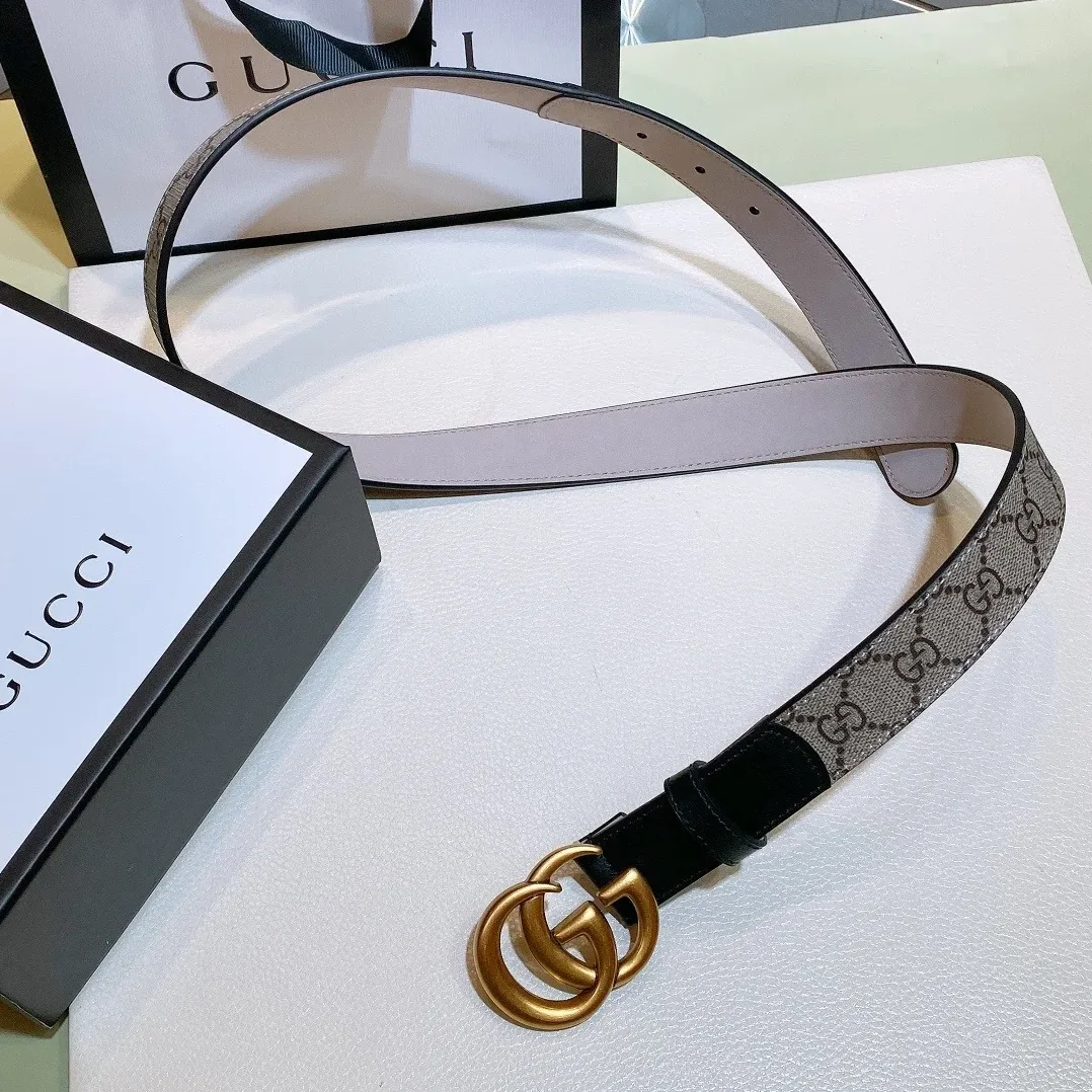 Gucci GG Belt With Double G Buckle Beige/Black, for Women