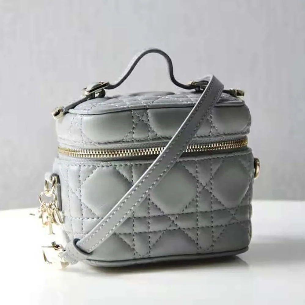 Dior Micro Lady Dior Vanity Case Cannage Lambskin for Women in Gray Dior Micro Lady Dior Vanity Case Cannage Lambskin for Women in Gray