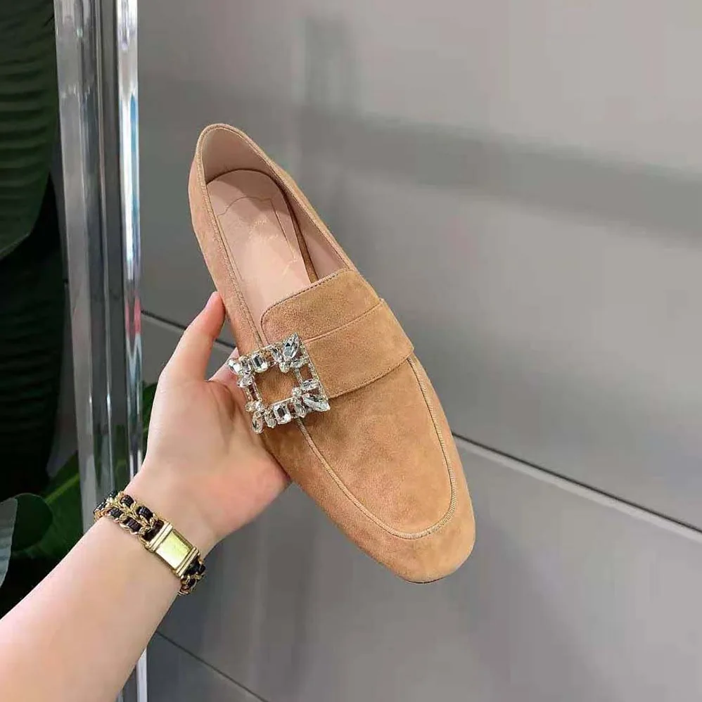 Roger Vivier Mini Broche Vivier Buckle Loafers in Suede for Women Roger Vivier Mini Broche Vivier Buckle Loafers in Suede for Women