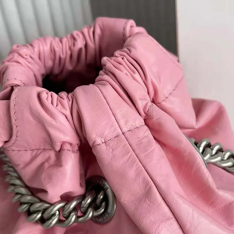 Balenciaga Crush Small Tote Bag in Pink Crushed Calfskin for Women Balenciaga Crush Small Tote Bag in Pink Crushed Calfskin for Women