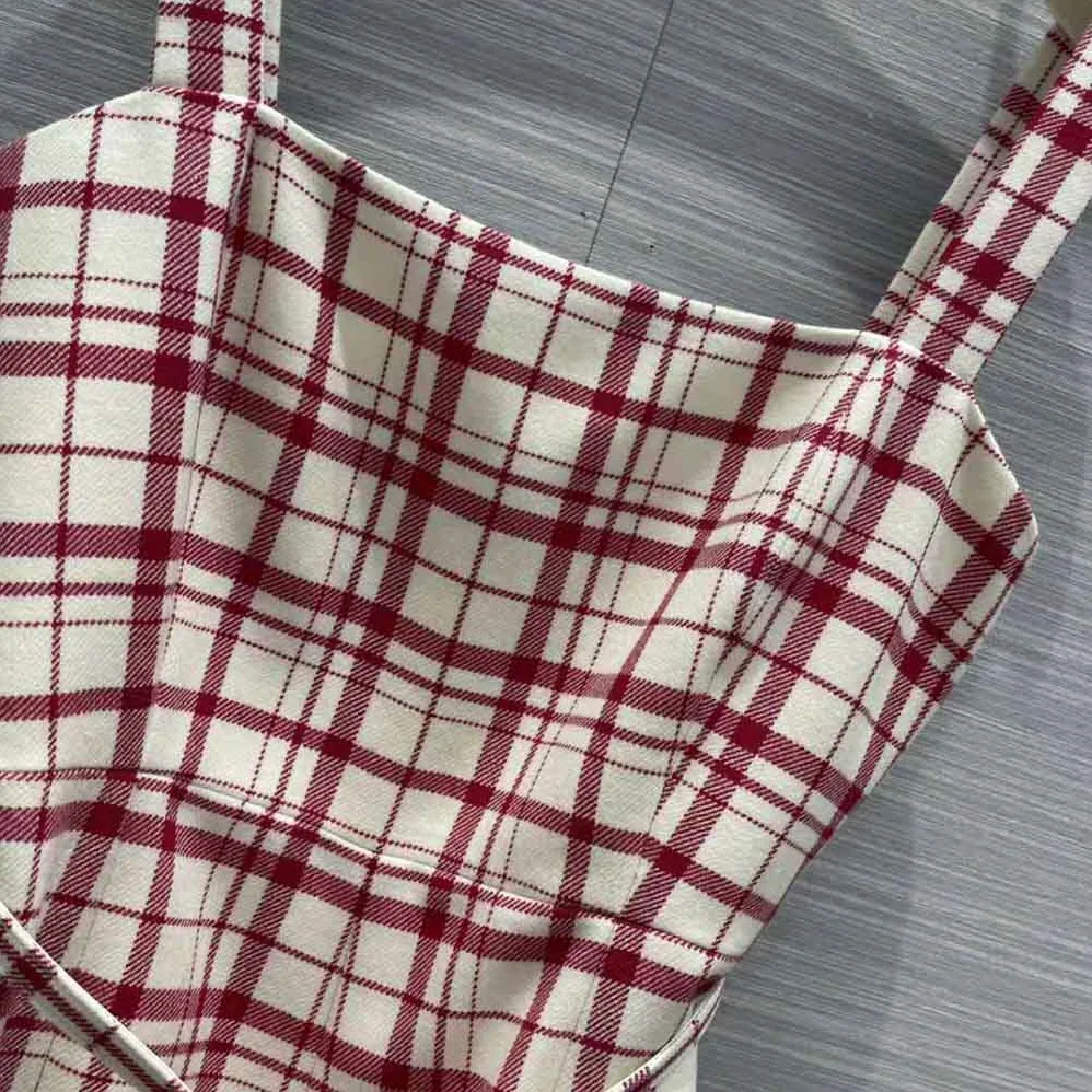 Dior Short Dress Raspberry and White Check n Dior Pop Wool Twill for Women Dior Short Dress Raspberry and White Check n Dior Pop Wool Twill for Women