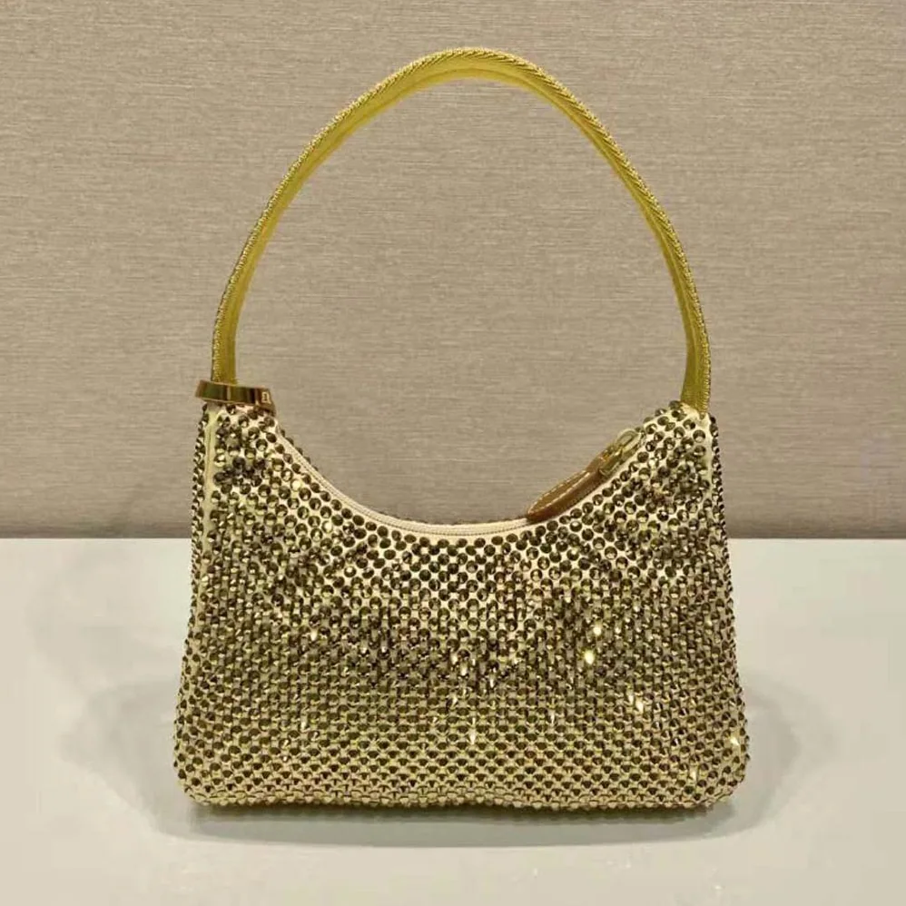 Prada Satin Mini-Bag with Crystals for Women in Gold Prada Satin Mini-Bag with Crystals for Women in Gold