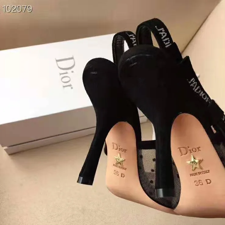 Dior J'adior Pump Dotted Swiss Tulle Rhinestones 10 cm Heel for Women in Black