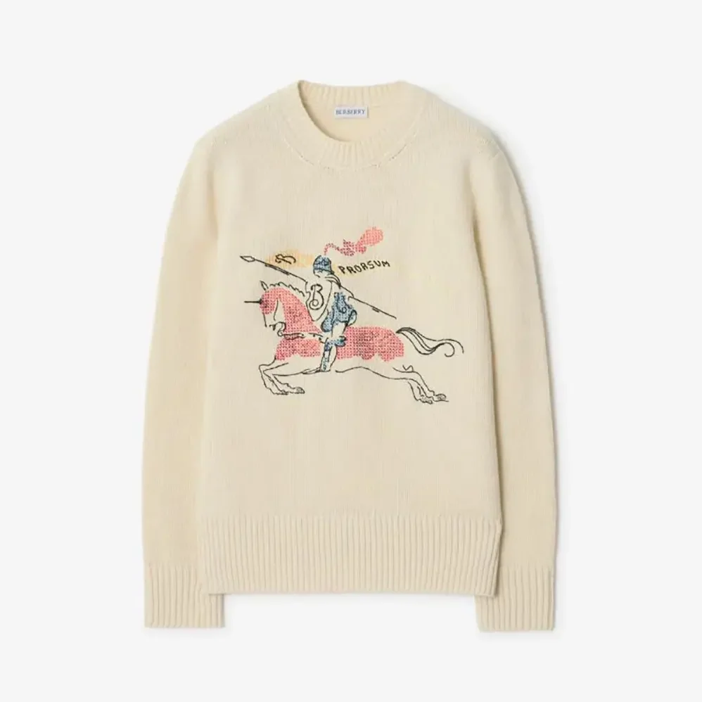 Burberry Cross Stitch EKD Wool Cashmere Sweater for Men in White