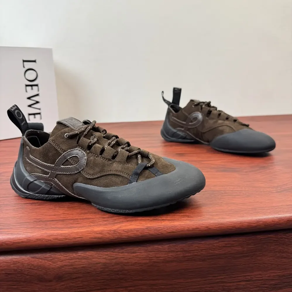 Loewe Grip Sneaker in Calfskin Suede for Unisex in Dark Brown