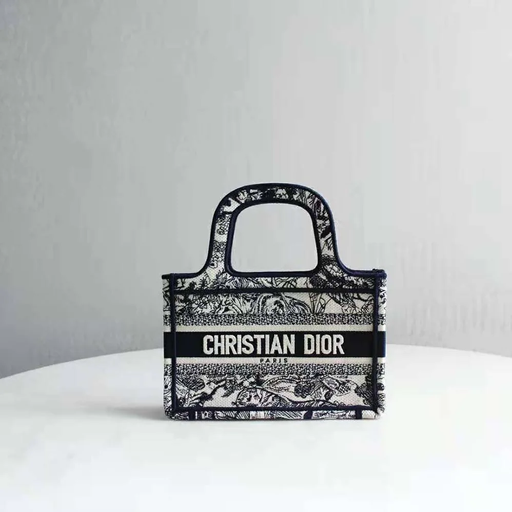 Dior Mini Dior Book Tote Blue Toile de Jouy Embroidery for Women Dior Mini Dior Book Tote Blue Toile de Jouy Embroidery for Women