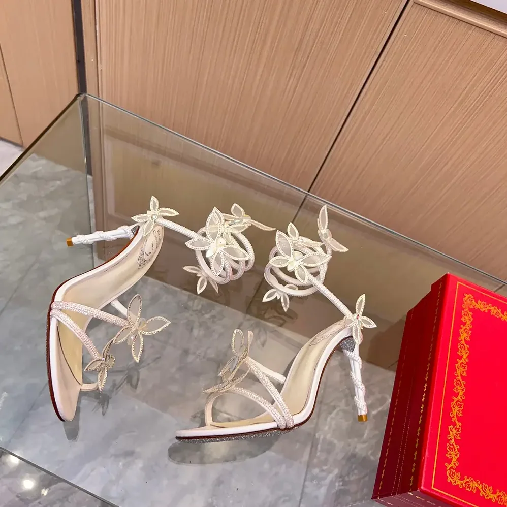 Rene Caovilla Margot Pink Powder Butterfly Sandal 105 for Women Rene Caovilla Margot Pink Powder Butterfly Sandal 105 for Women