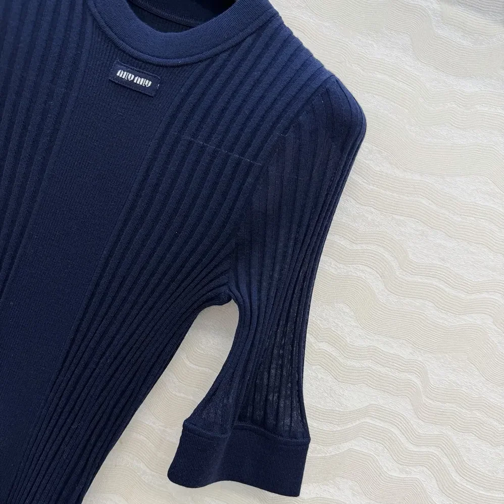Miu Miu Ribbed Knit Wool Sweater for Women